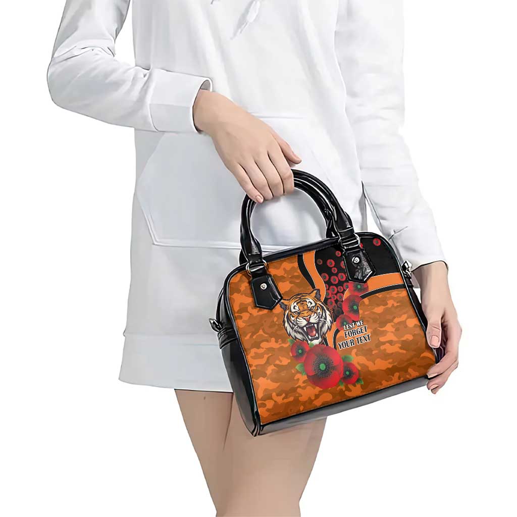 Wests Tigers ANZAC Personalised Shoulder Handbag Lest We Forget Poppy Camo
