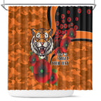 Wests Tigers ANZAC Personalised Shower Curtain Lest We Forget Poppy Camo