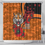 Wests Tigers ANZAC Personalised Shower Curtain Lest We Forget Poppy Camo