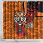 Wests Tigers ANZAC Personalised Shower Curtain Lest We Forget Poppy Camo