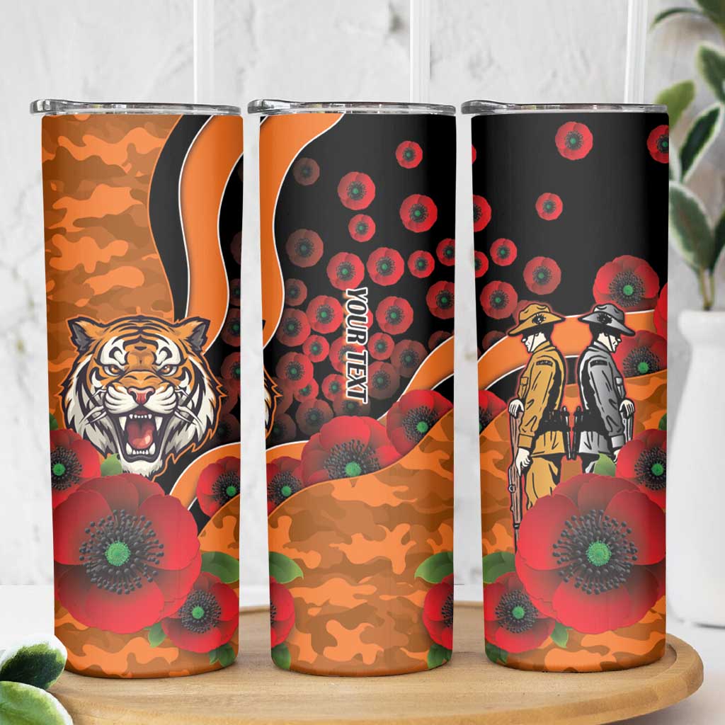 Wests Tigers ANZAC Personalised Skinny Tumbler Lest We Forget Poppy Camo
