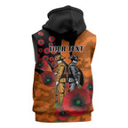 Wests Tigers ANZAC Personalised Sleeveless Hoodie Lest We Forget Poppy Camo