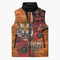 Wests Tigers ANZAC Personalised Sleeveless Puffer Jacket Lest We Forget Poppy Camo