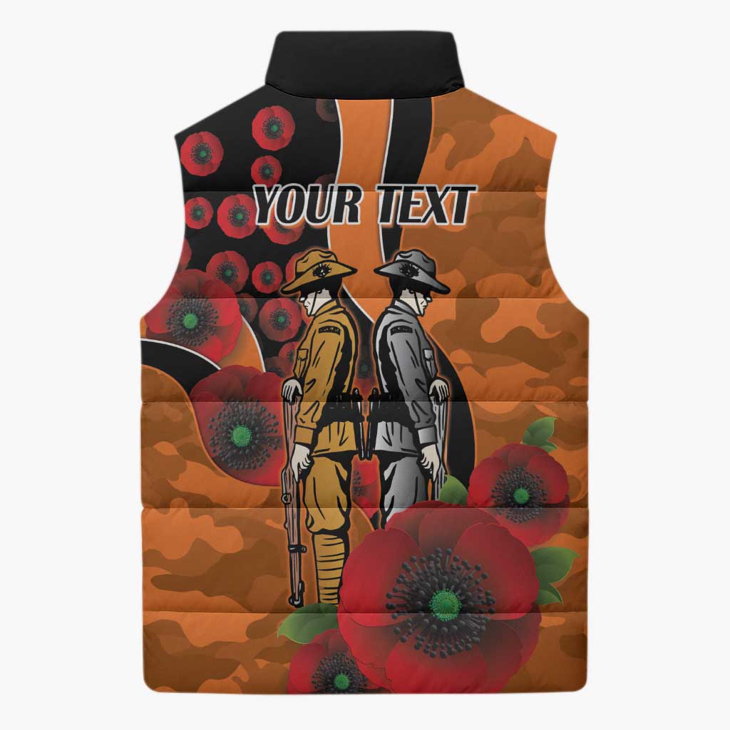 Wests Tigers ANZAC Personalised Sleeveless Puffer Jacket Lest We Forget Poppy Camo