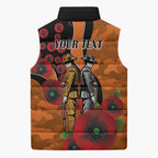 Wests Tigers ANZAC Personalised Sleeveless Puffer Jacket Lest We Forget Poppy Camo