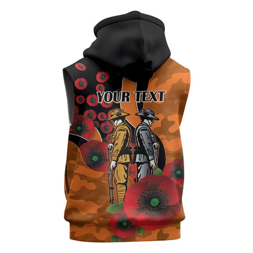 Wests Tigers ANZAC Personalised Sleeveless Zip Hoodie Lest We Forget Poppy Camo