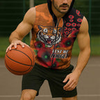 Wests Tigers ANZAC Personalised Sleeveless Zip Hoodie Lest We Forget Poppy Camo