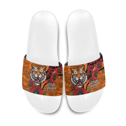 Wests Tigers ANZAC Personalised Slide Sandals Lest We Forget Poppy Camo