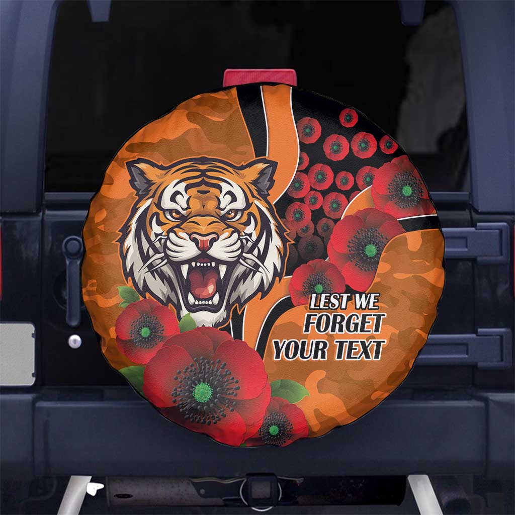 Wests Tigers ANZAC Personalised Spare Tire Cover Lest We Forget Poppy Camo