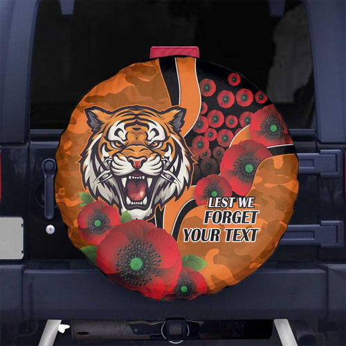Wests Tigers ANZAC Personalised Spare Tire Cover Lest We Forget Poppy Camo