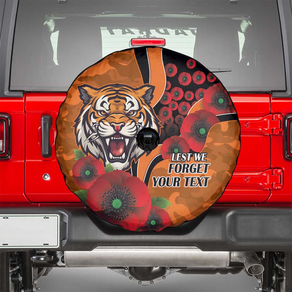 Wests Tigers ANZAC Personalised Spare Tire Cover Lest We Forget Poppy Camo