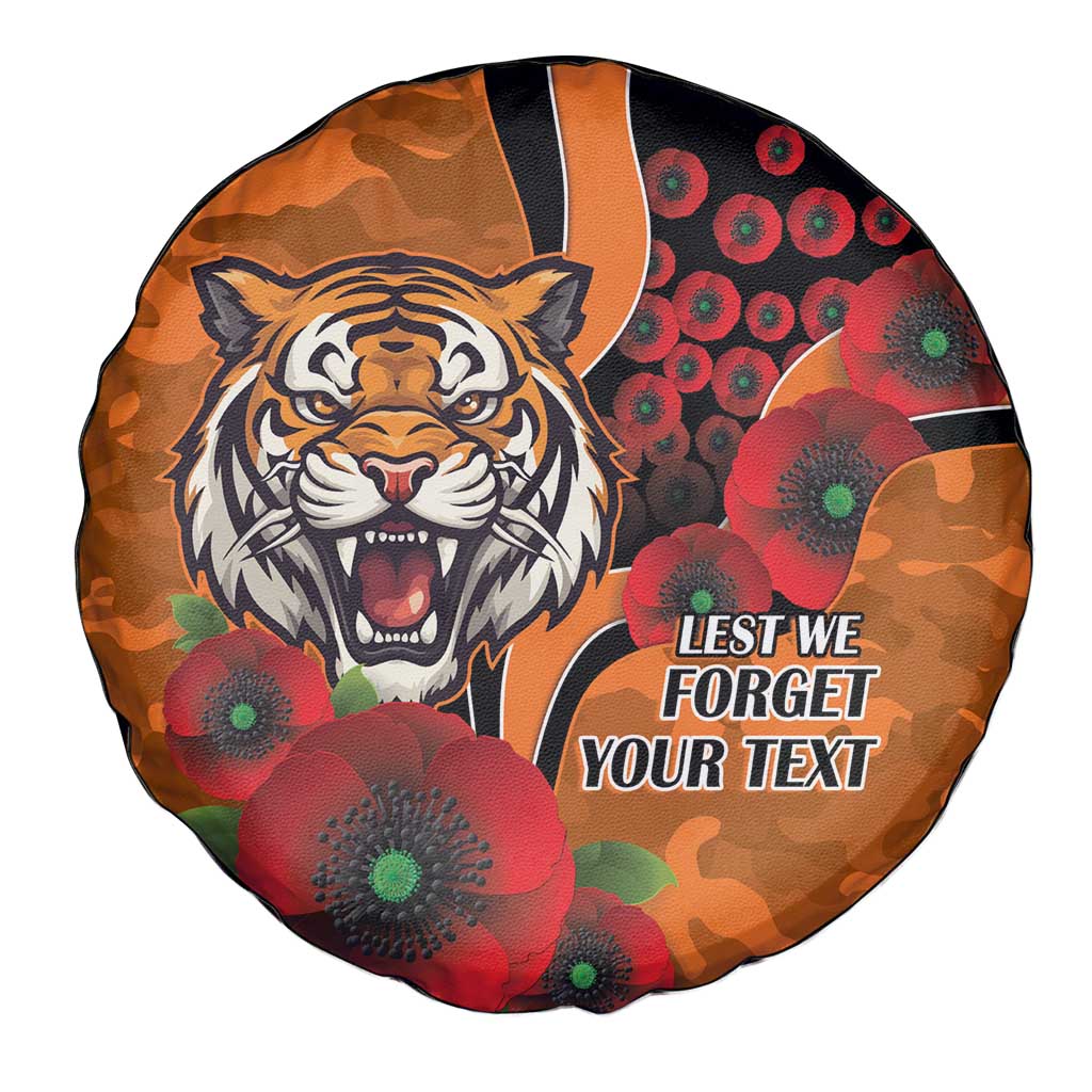 Wests Tigers ANZAC Personalised Spare Tire Cover Lest We Forget Poppy Camo