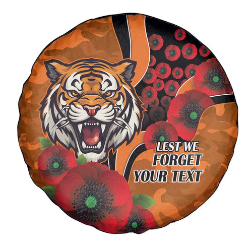 Wests Tigers ANZAC Personalised Spare Tire Cover Lest We Forget Poppy Camo