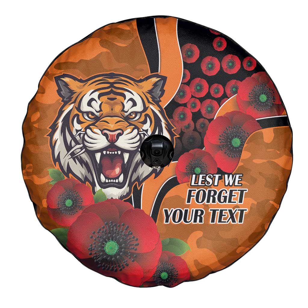 Wests Tigers ANZAC Personalised Spare Tire Cover Lest We Forget Poppy Camo