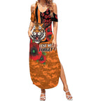 Wests Tigers ANZAC Personalised Summer Maxi Dress Lest We Forget Poppy Camo