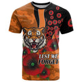Wests Tigers ANZAC Personalised T Shirt Lest We Forget Poppy Camo