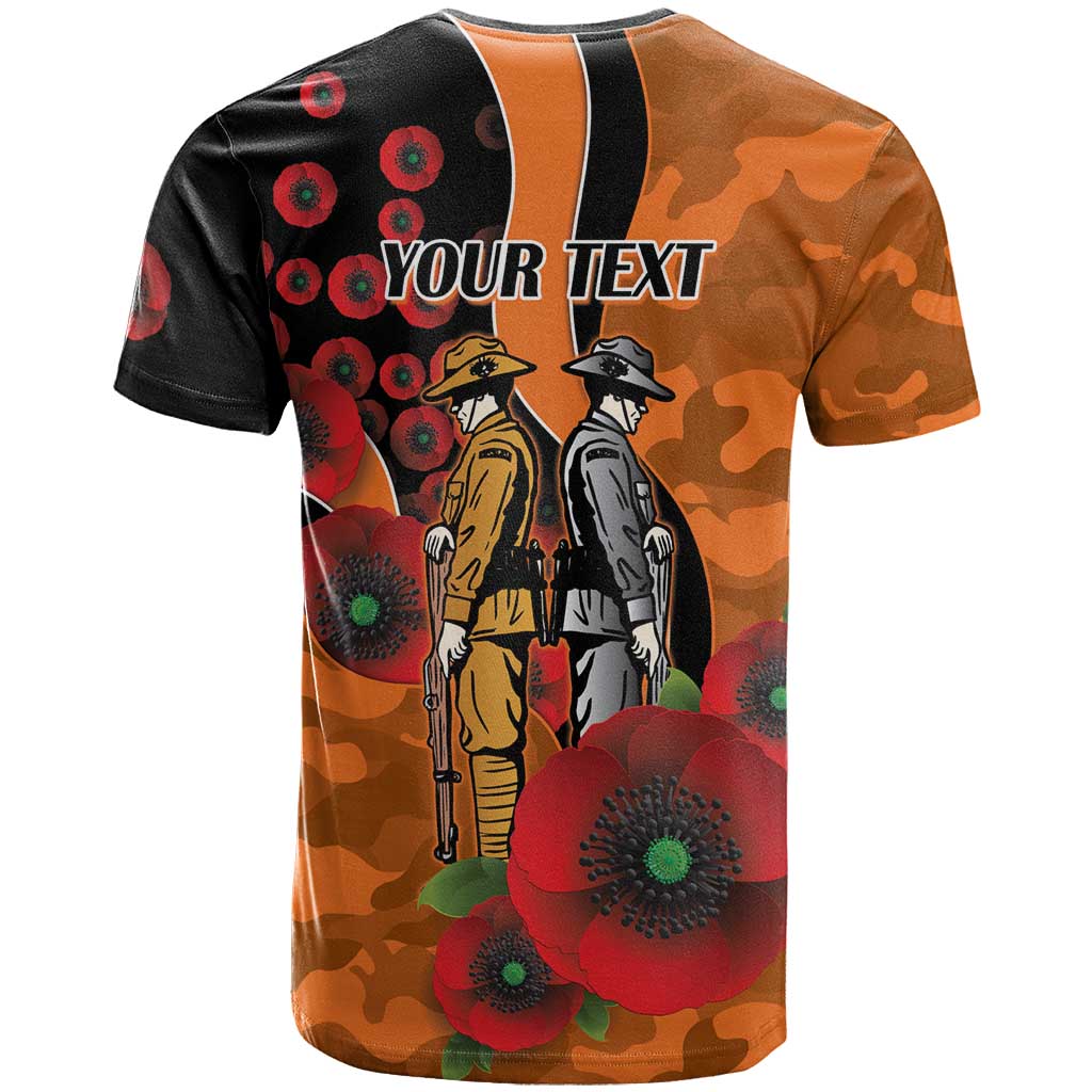 Wests Tigers ANZAC Personalised T Shirt Lest We Forget Poppy Camo