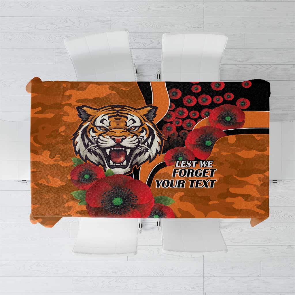 Wests Tigers ANZAC Personalised Tablecloth Lest We Forget Poppy Camo
