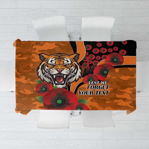 Wests Tigers ANZAC Personalised Tablecloth Lest We Forget Poppy Camo