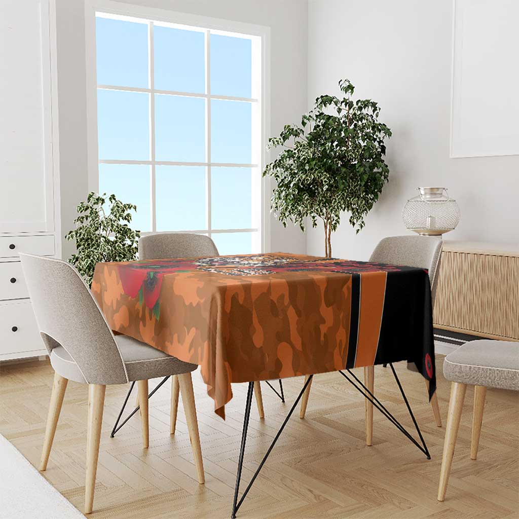 Wests Tigers ANZAC Personalised Tablecloth Lest We Forget Poppy Camo
