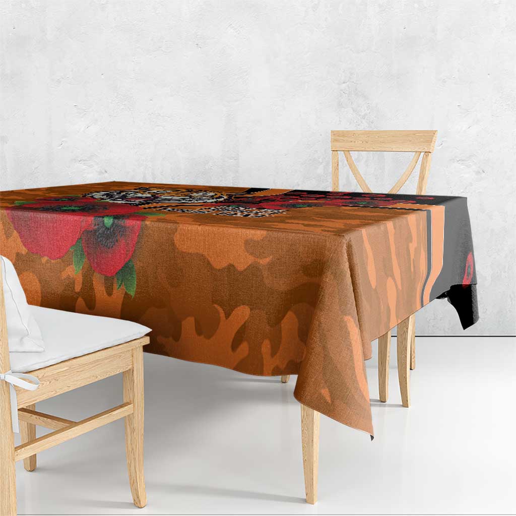Wests Tigers ANZAC Personalised Tablecloth Lest We Forget Poppy Camo
