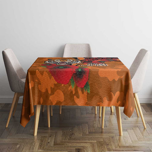 Wests Tigers ANZAC Personalised Tablecloth Lest We Forget Poppy Camo