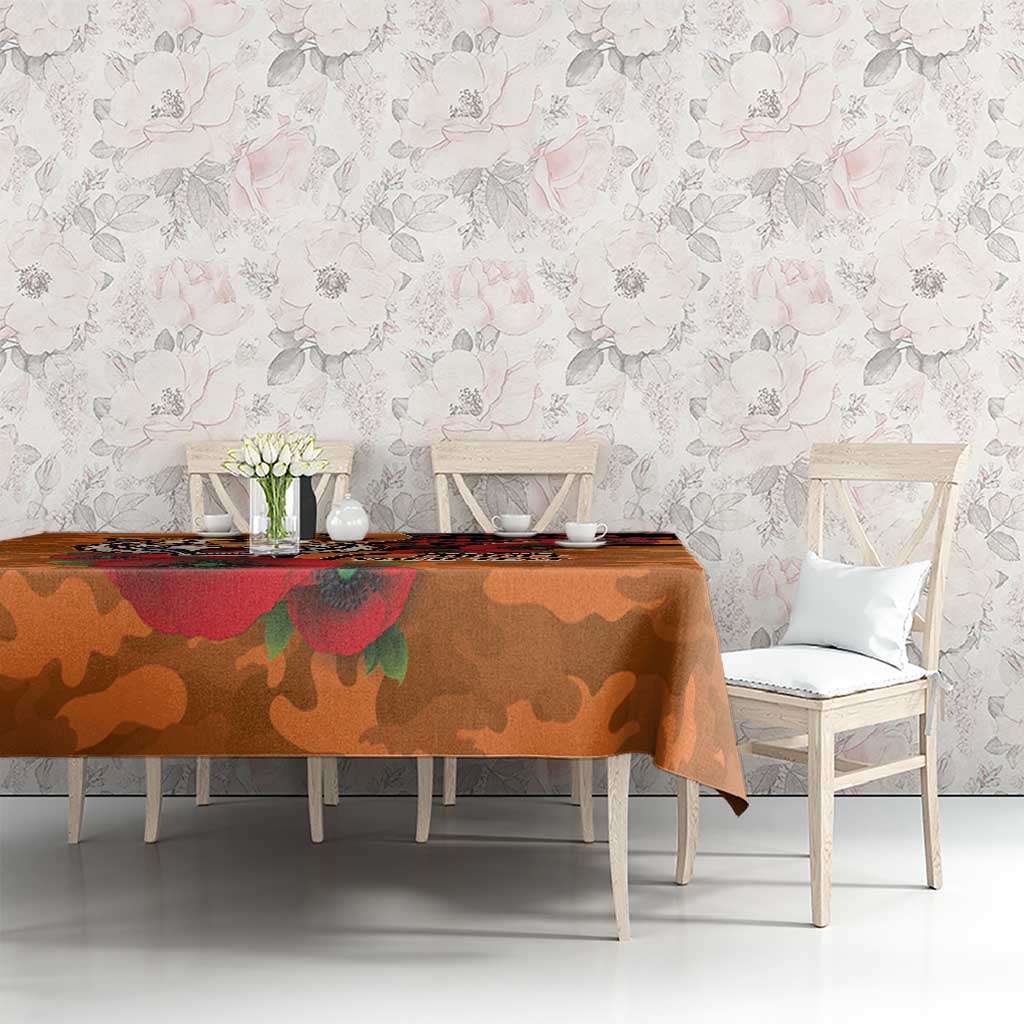 Wests Tigers ANZAC Personalised Tablecloth Lest We Forget Poppy Camo