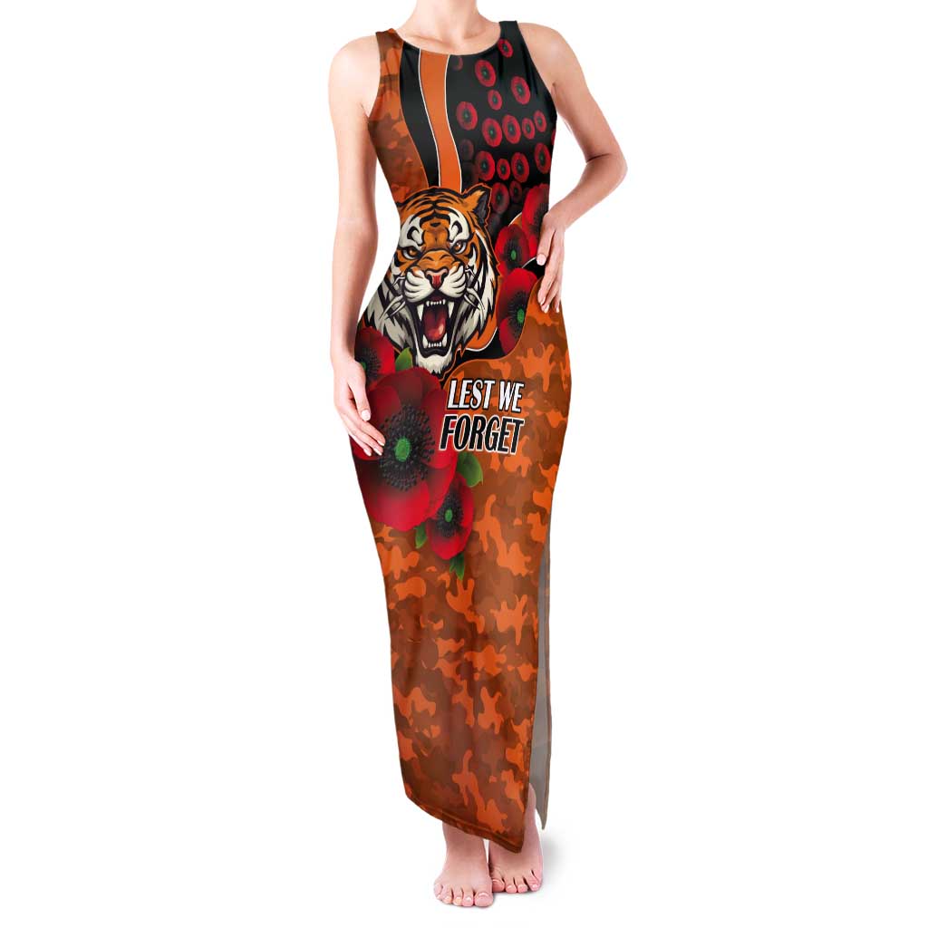 Wests Tigers ANZAC Personalised Tank Maxi Dress Lest We Forget Poppy Camo