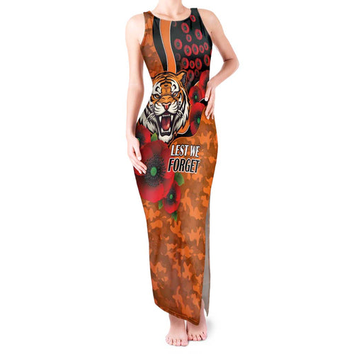 Wests Tigers ANZAC Personalised Tank Maxi Dress Lest We Forget Poppy Camo