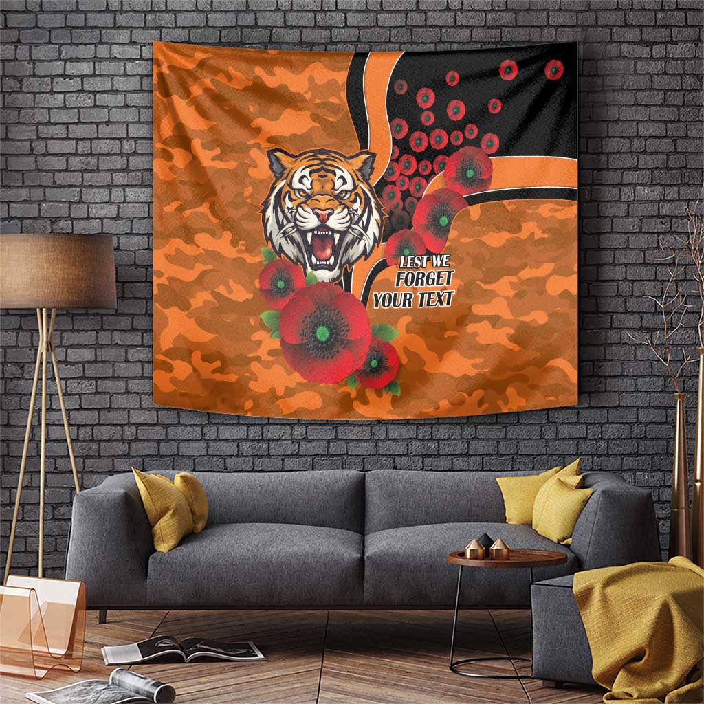 Wests Tigers ANZAC Personalised Tapestry Lest We Forget Poppy Camo