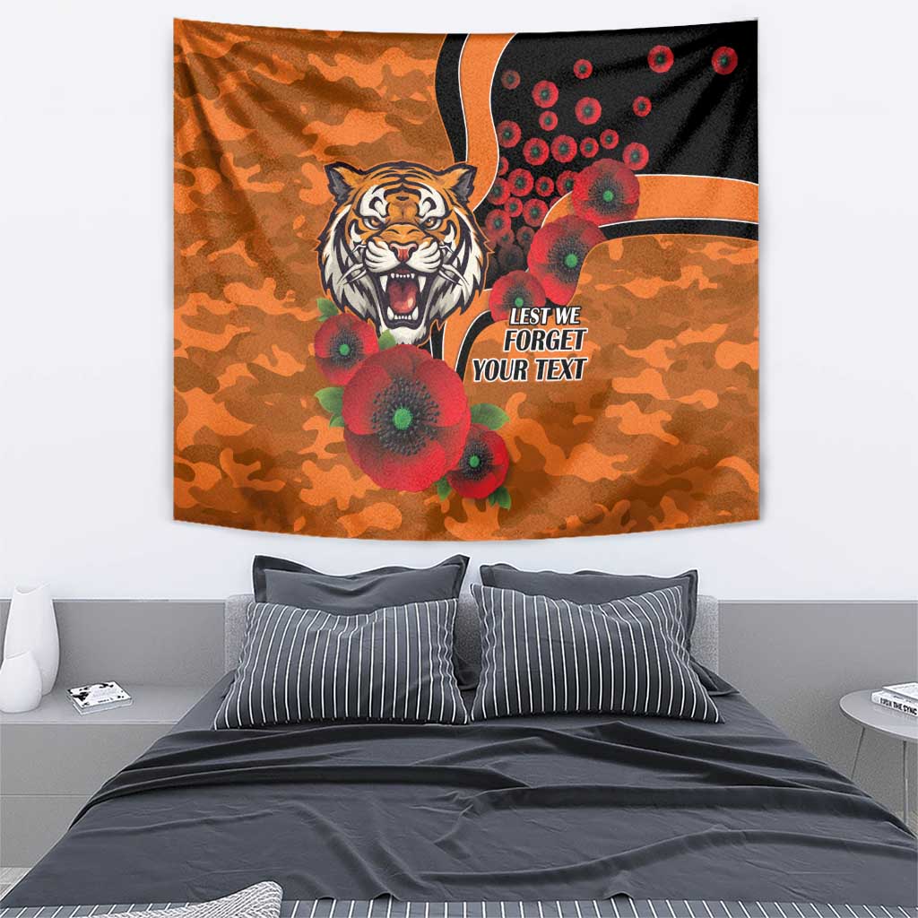 Wests Tigers ANZAC Personalised Tapestry Lest We Forget Poppy Camo
