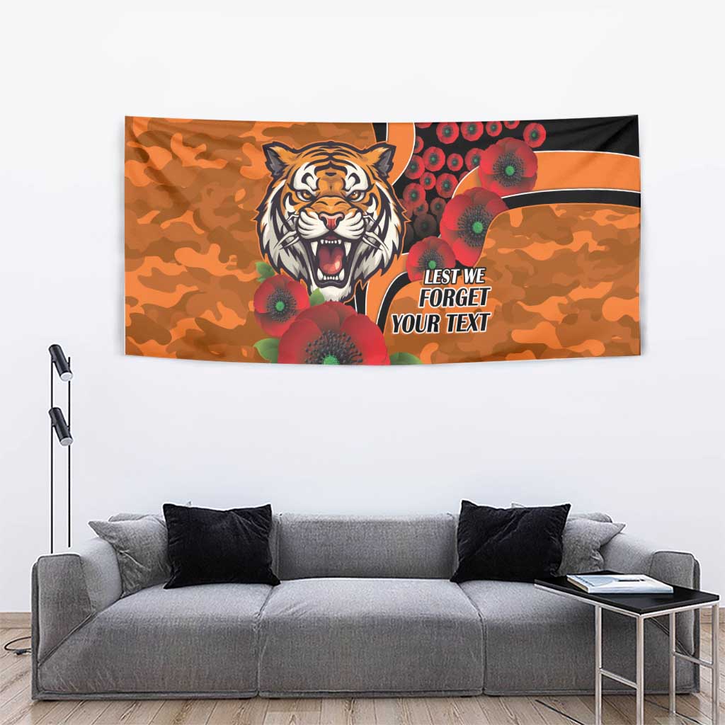 Wests Tigers ANZAC Personalised Tapestry Lest We Forget Poppy Camo