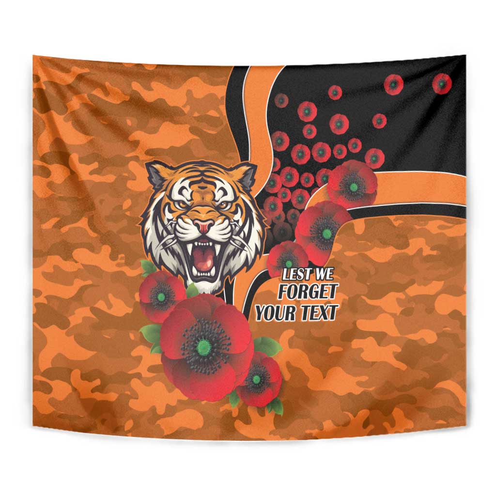 Wests Tigers ANZAC Personalised Tapestry Lest We Forget Poppy Camo
