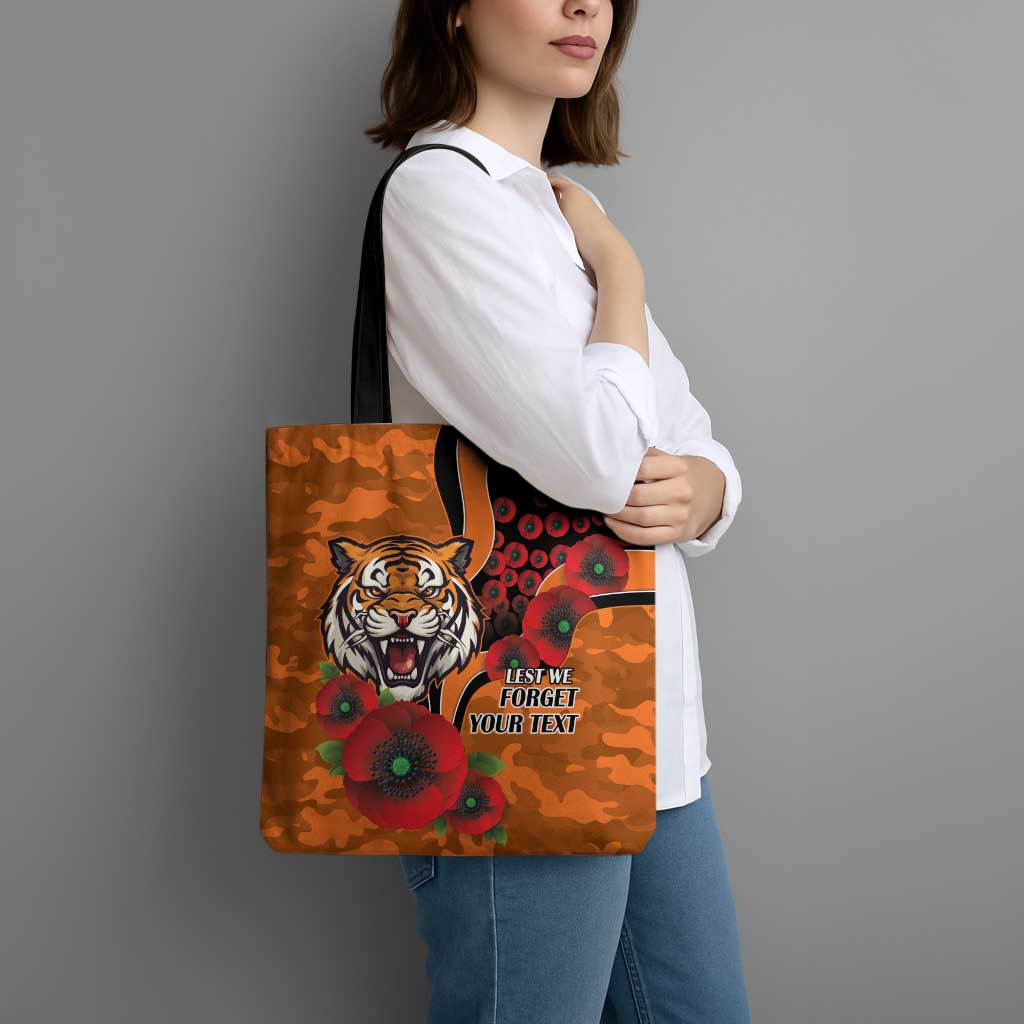 Wests Tigers ANZAC Personalised Tote Bag Lest We Forget Poppy Camo