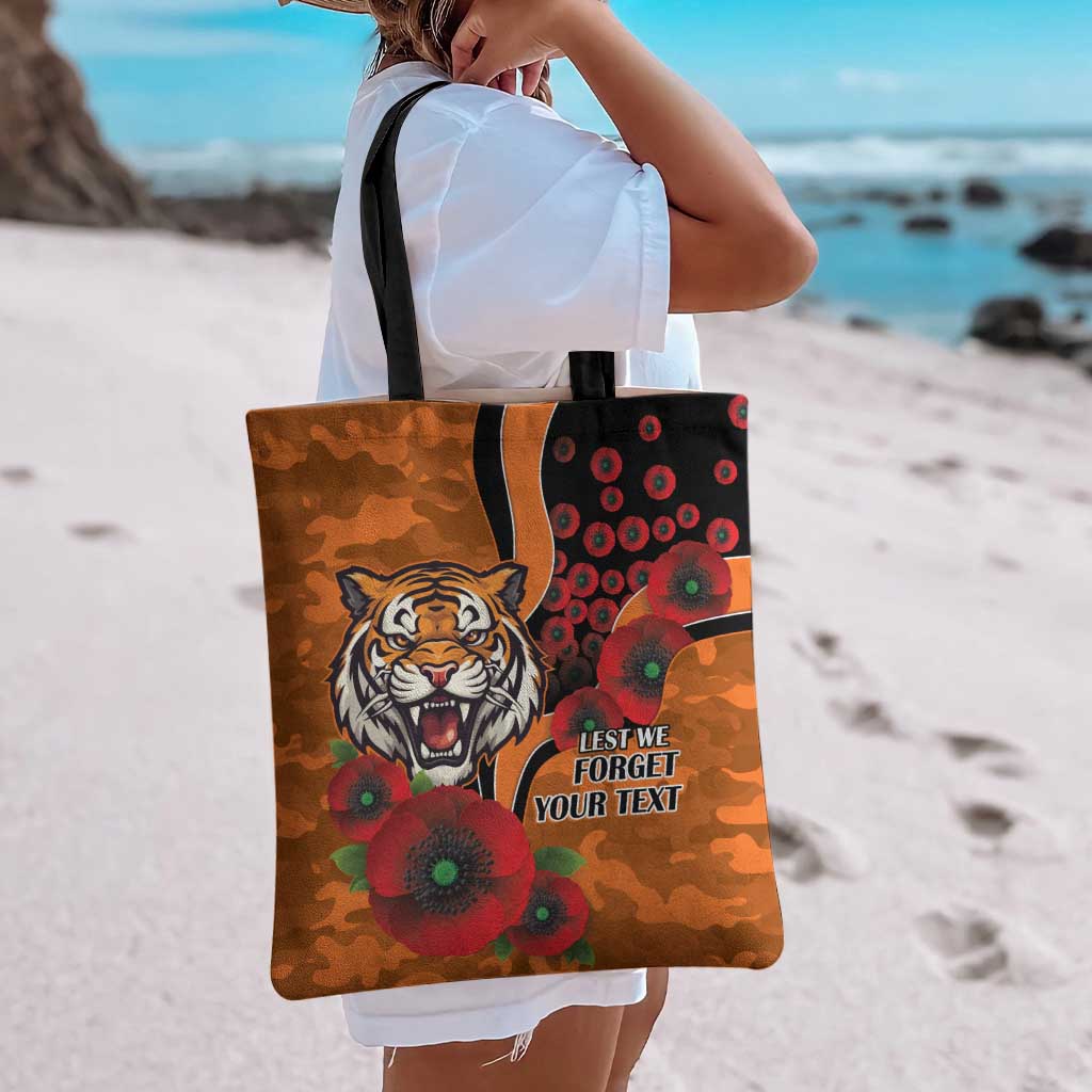 Wests Tigers ANZAC Personalised Tote Bag Lest We Forget Poppy Camo