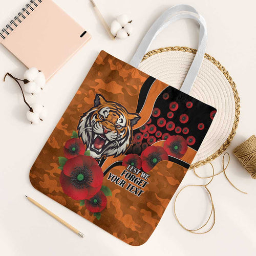 Wests Tigers ANZAC Personalised Tote Bag Lest We Forget Poppy Camo
