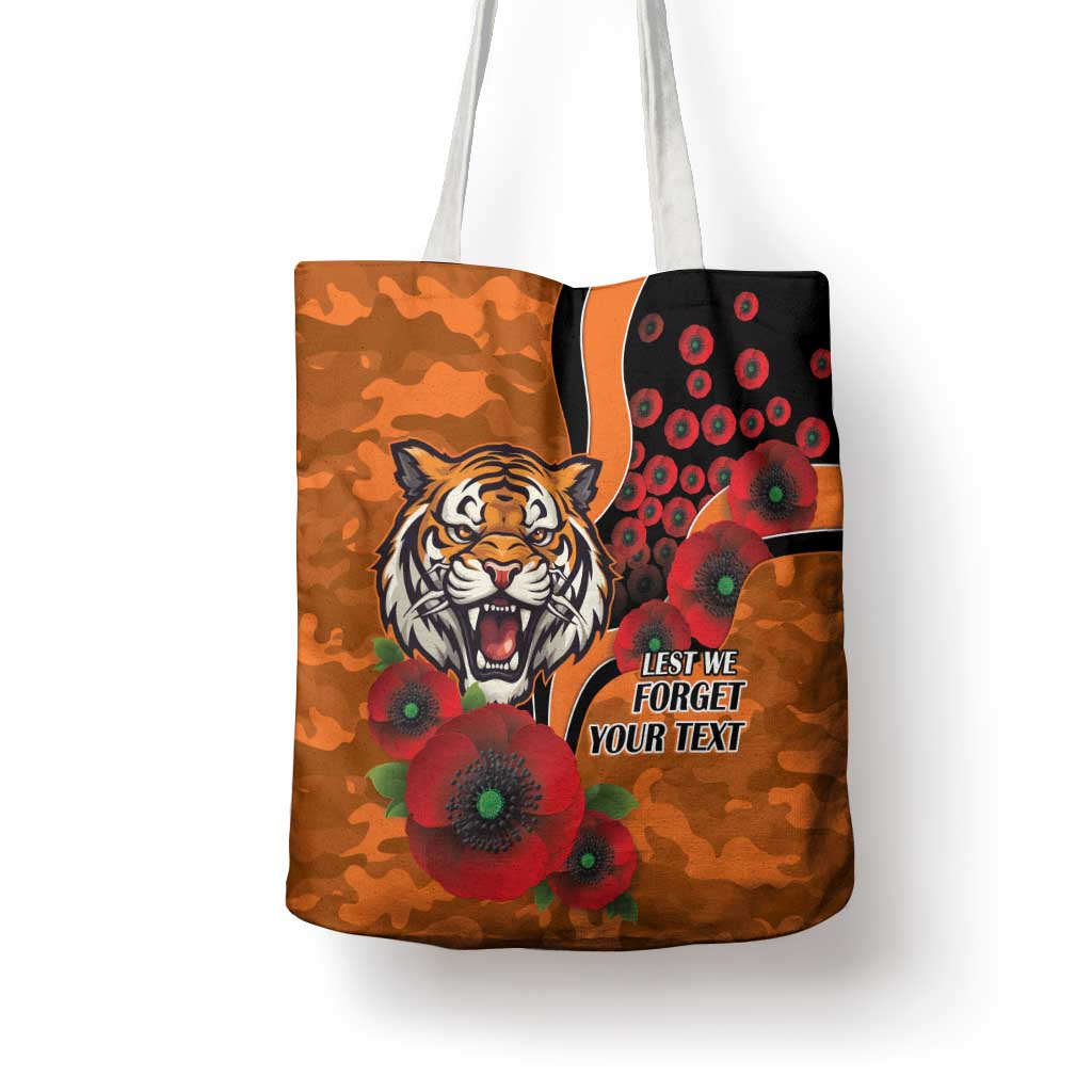 Wests Tigers ANZAC Personalised Tote Bag Lest We Forget Poppy Camo