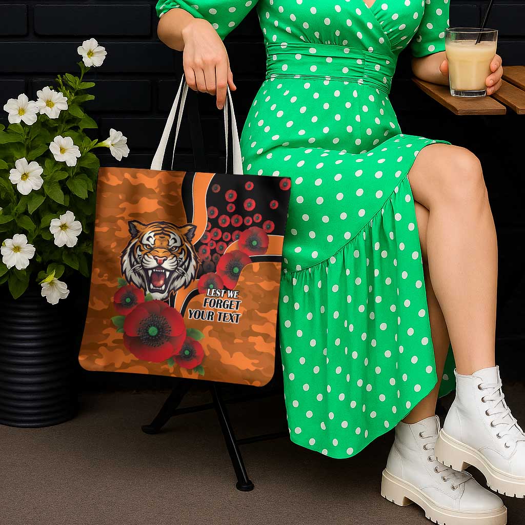 Wests Tigers ANZAC Personalised Tote Bag Lest We Forget Poppy Camo