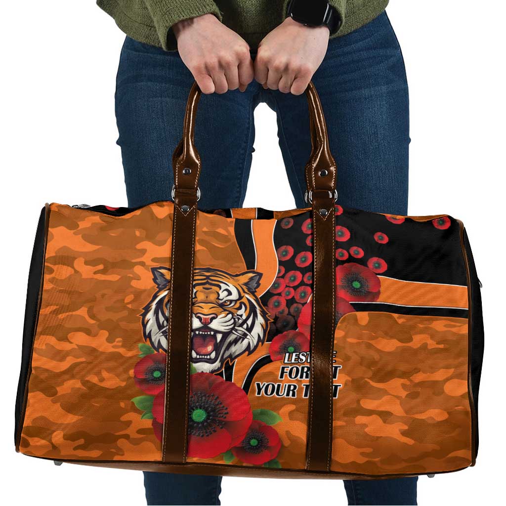 Wests Tigers ANZAC Personalised Travel Bag Lest We Forget Poppy Camo