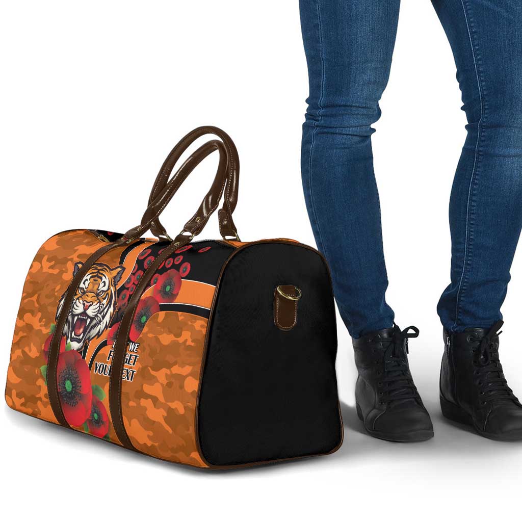 Wests Tigers ANZAC Personalised Travel Bag Lest We Forget Poppy Camo