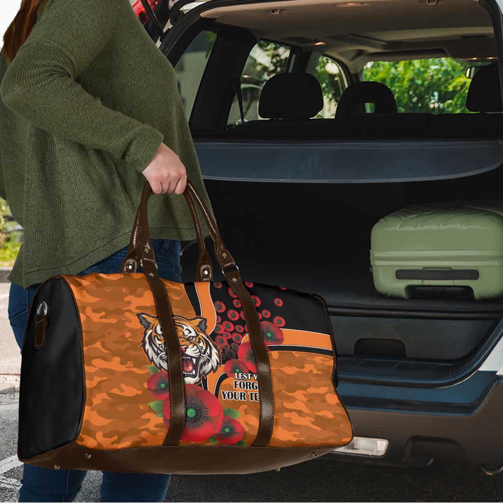 Wests Tigers ANZAC Personalised Travel Bag Lest We Forget Poppy Camo