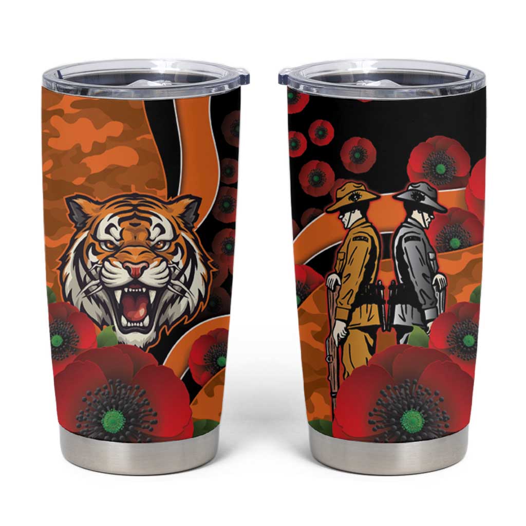 Wests Tigers ANZAC Personalised Tumbler Cup Lest We Forget Poppy Camo