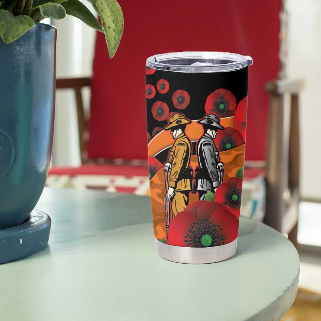 Wests Tigers ANZAC Personalised Tumbler Cup Lest We Forget Poppy Camo