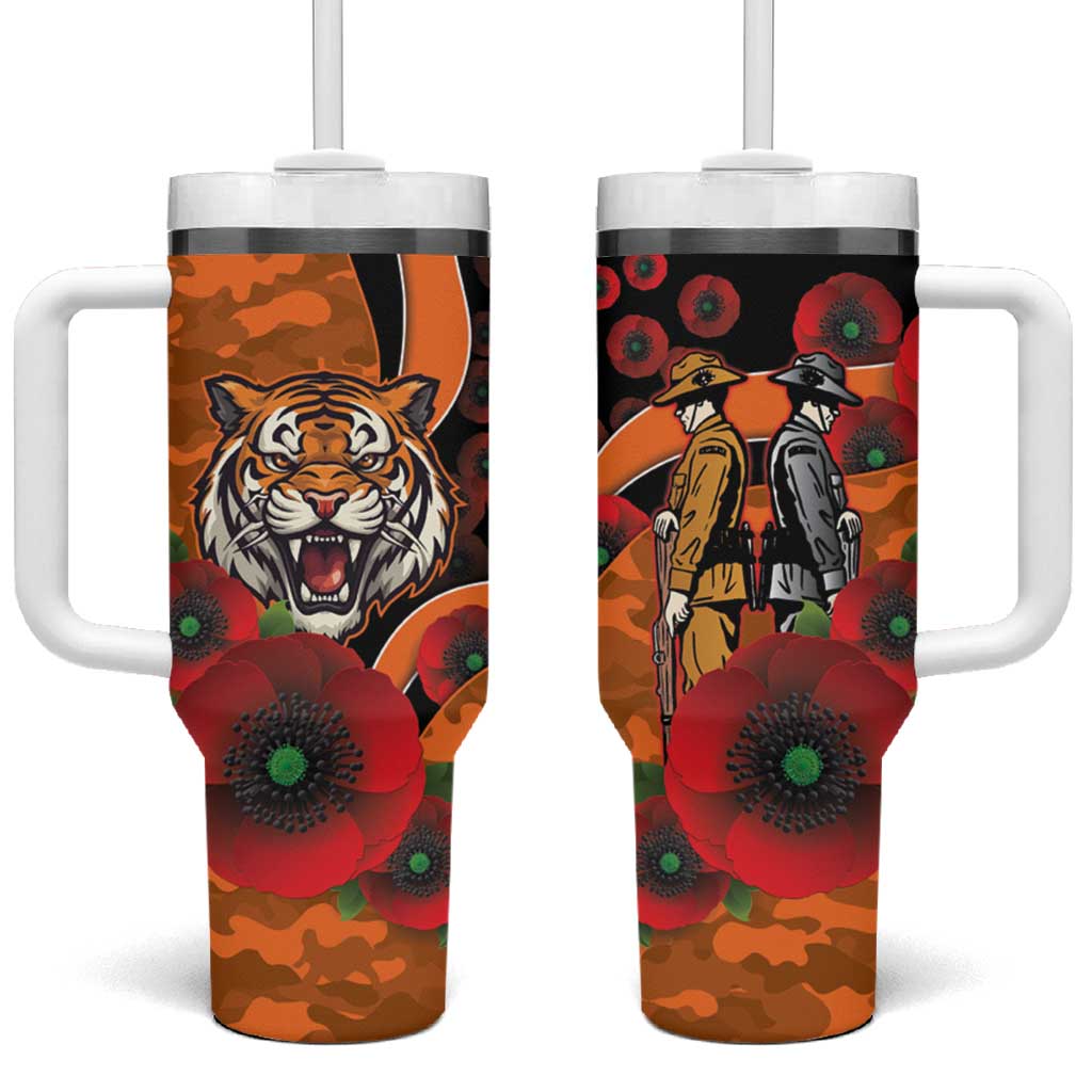 Wests Tigers ANZAC Personalised Tumbler With Handle Lest We Forget Poppy Camo