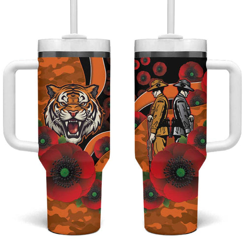 Wests Tigers ANZAC Personalised Tumbler With Handle Lest We Forget Poppy Camo