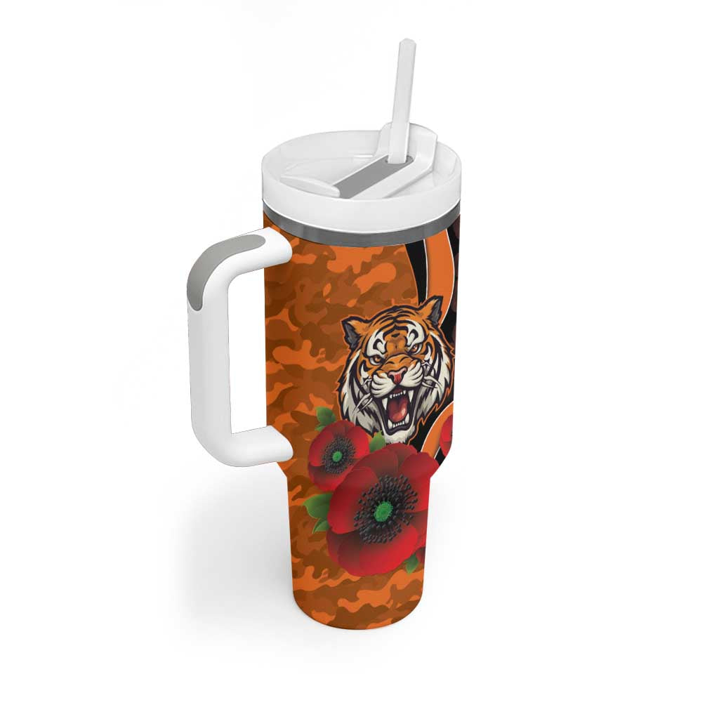 Wests Tigers ANZAC Personalised Tumbler With Handle Lest We Forget Poppy Camo