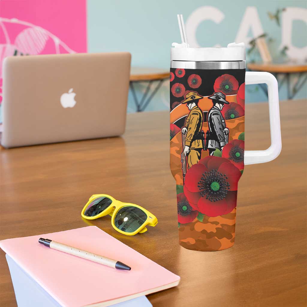Wests Tigers ANZAC Personalised Tumbler With Handle Lest We Forget Poppy Camo
