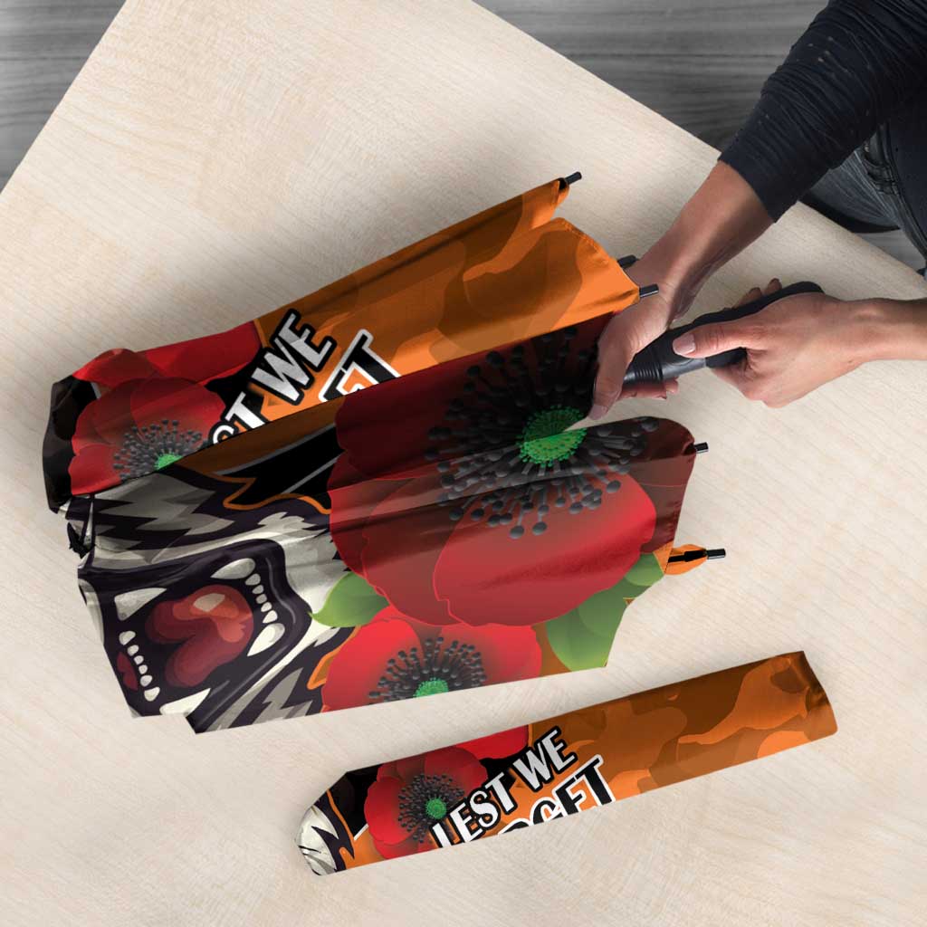 Wests Tigers ANZAC Personalised Umbrella Lest We Forget Poppy Camo