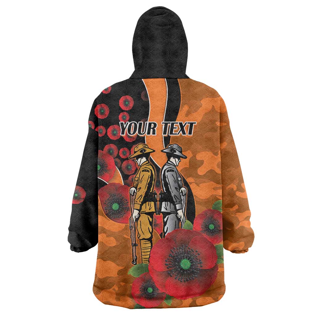 Wests Tigers ANZAC Personalised Wearable Blanket Hoodie Lest We Forget Poppy Camo