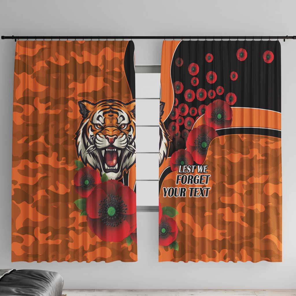 Wests Tigers ANZAC Personalised Window Curtain Lest We Forget Poppy Camo